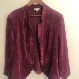 Burgundy velvety, stretch lightweight jacket - 2X